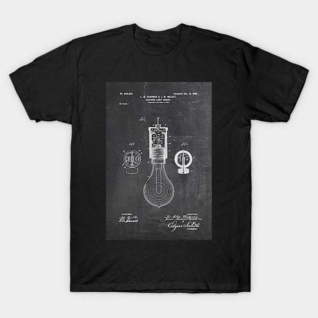 Chalkboard Light Bulb Patent T-Shirt by JoolyA